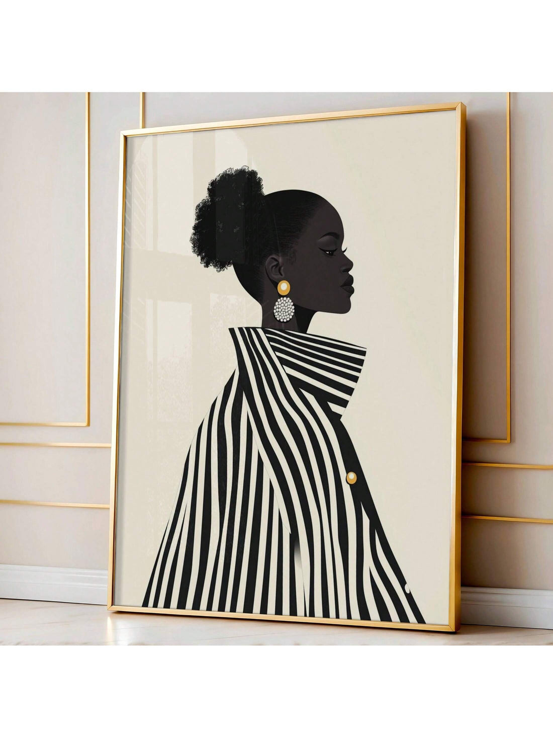 Add a touch of culture and beauty to your home decor with our Stunning African Woman Wall Art. Featuring a portrait of an Afro girl adorned with zebra prints, this unframed canvas is a perfect addition to any room. Elevate your space with this unique and eye-catching piece.