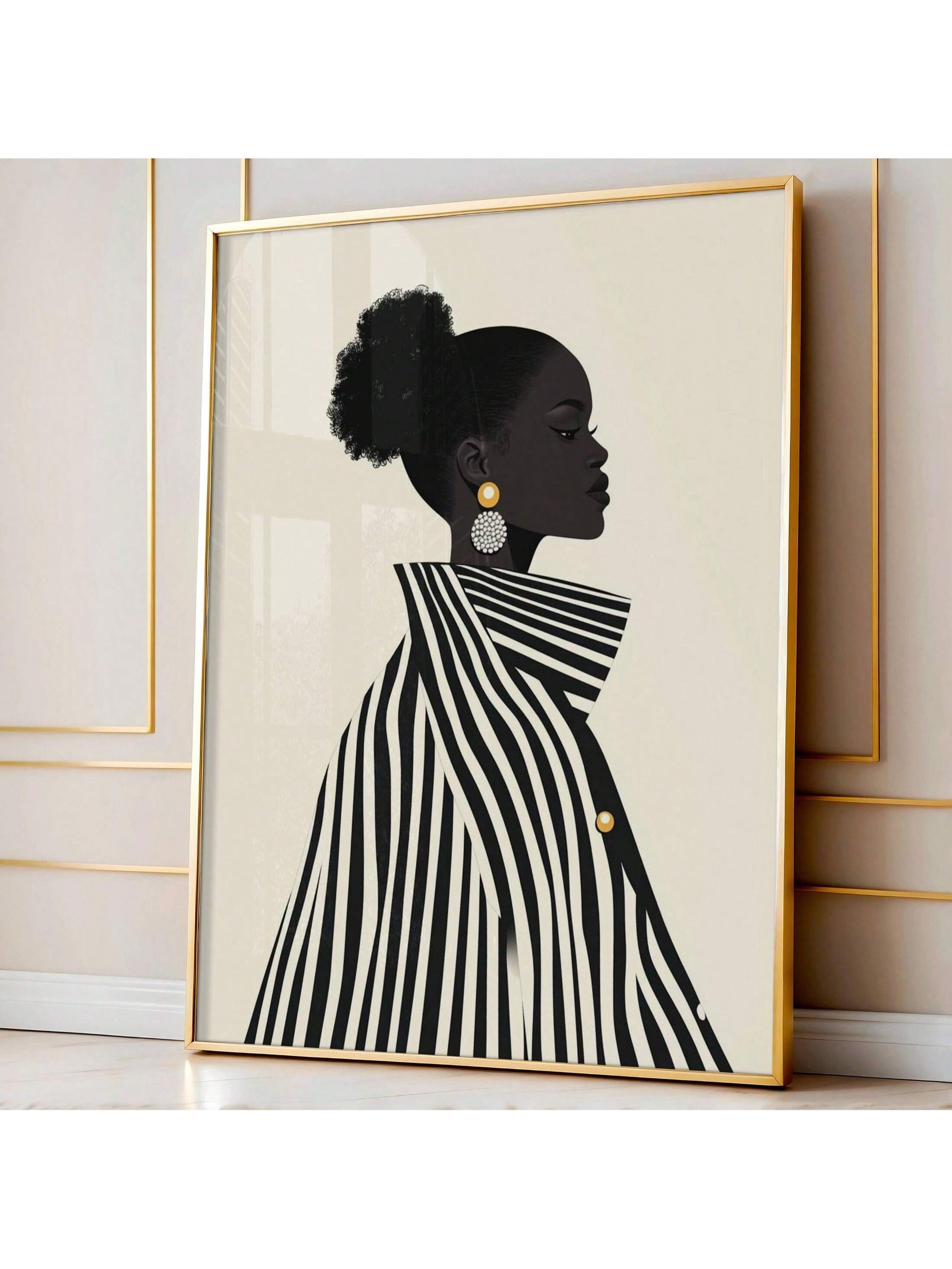 Add a touch of culture and beauty to your home decor with our Stunning African Woman Wall Art. Featuring a portrait of an Afro girl adorned with zebra prints, this unframed canvas is a perfect addition to any room. Elevate your space with this unique and eye-catching piece.