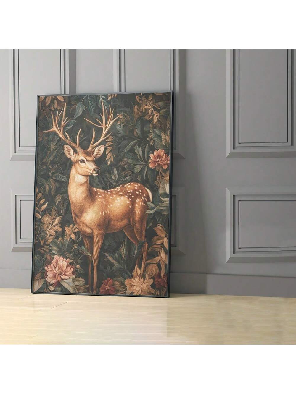 Elevate your living space with this expertly crafted deer and floral canvas art, designed to bring a touch of nature’s elegance into any room. The detailed depiction of the deer surrounded by delicate floral elements creates a harmonious balance, making it a versatile piece suitable for various interior styles. Perfectly framed, this artwork serves as a refined focal point that enhances your home décor for any occasion. Its quality craftsmanship ensures lasting beauty and a sophisticated ambiance.
