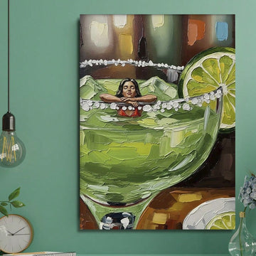 Elevate your space with this striking margarita art print, rendered in bold impasto technique that brings dimensional texture and movement to your walls.
