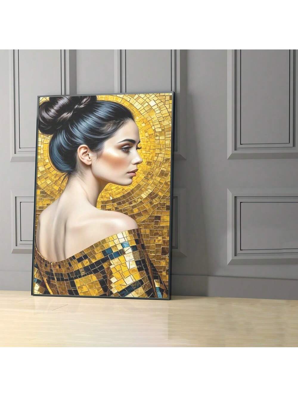 Elevate your living space with this Stunning Gold Woman Canvas Painting, expertly crafted and elegantly framed to enhance any room. The rich gold tones and refined design bring a sophisticated touch, making it an ideal centerpiece for your home or a thoughtful gift for art enthusiasts. Durable and visually striking, this artwork combines timeless beauty with quality craftsmanship.