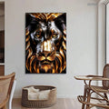 Elevate your space with this striking modern lion canvas art, featuring bold black and gold tones that command attention. Perfect for contemporary interiors, this unframed hanging painting brings sophistication and wildlife elegance to any room. Crafted on durable canvas with waterproof properties, it's designed to maintain its stunning appearance for years. The graphic animal pattern showcases artistic flair while remaining versatile enough to complement various decor styles. Ideal for living rooms, bedroo