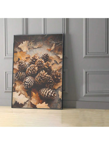 Elevate your living space with this expertly crafted canvas art featuring detailed pine cones and leaves. Perfectly framed, it adds a natural, seasonal touch to any room, enhancing your home décor with timeless elegance. Ideal for celebrating autumn or bringing a rustic charm year-round, this piece combines artistic quality with versatile style.