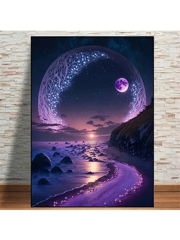 Enhance your home or office decor with our Stunning Purple Starry Sky Landscape Canvas Poster. With its majestic design and high-quality canvas, this poster will add a touch of elegance and tranquility to any space.