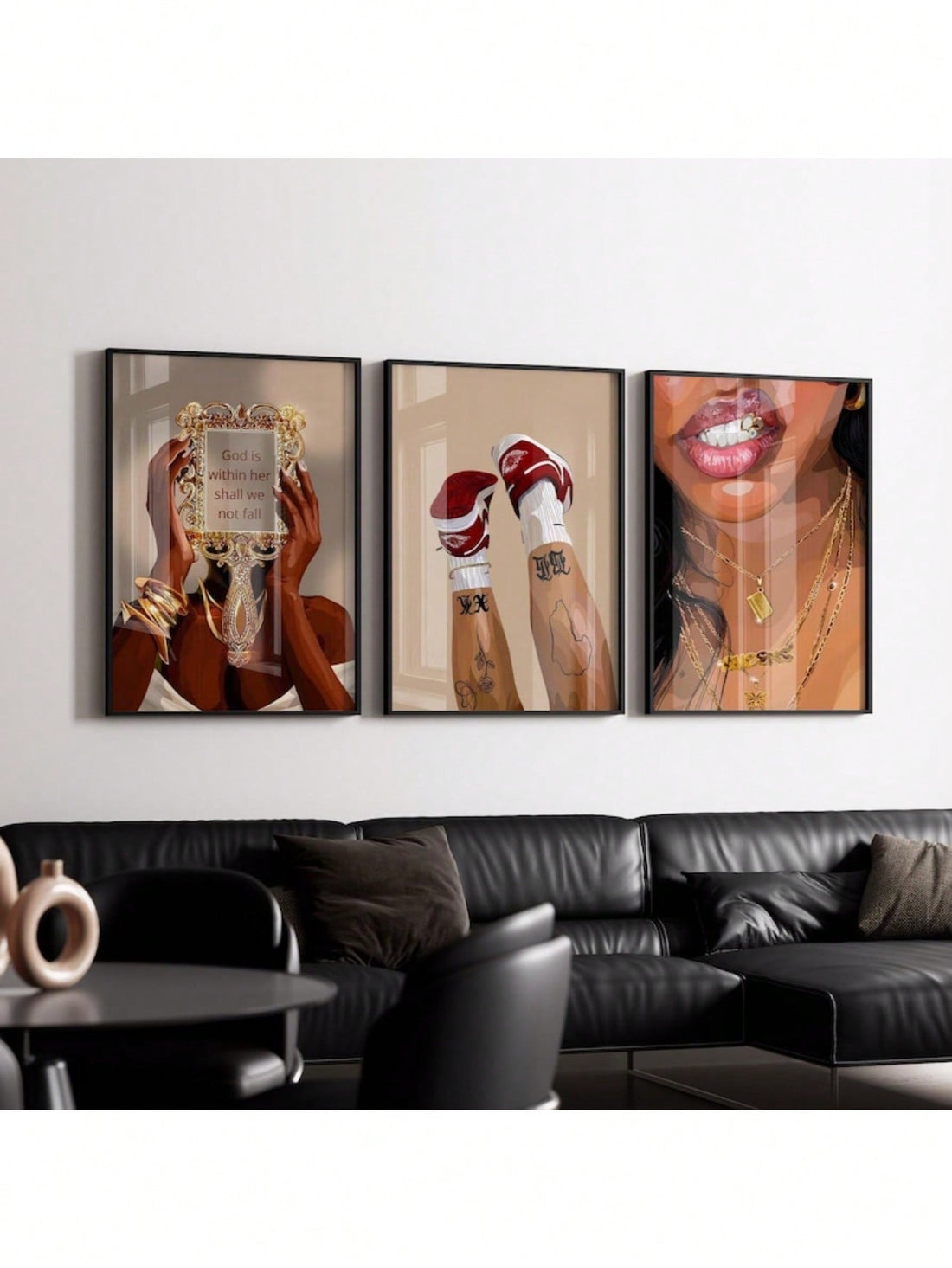 Elevate your living room with this exquisite set of three African Black Art posters, designed to bring sophistication and cultural richness to your space. Each piece showcases intricate artistry that celebrates African heritage, making them perfect for creating a refined and meaningful ambiance. Crafted with attention to detail, these posters offer a timeless aesthetic that complements elegant interiors while sparking conversation and admiration. Ideal for those seeking to blend art and elegance seamlessly 