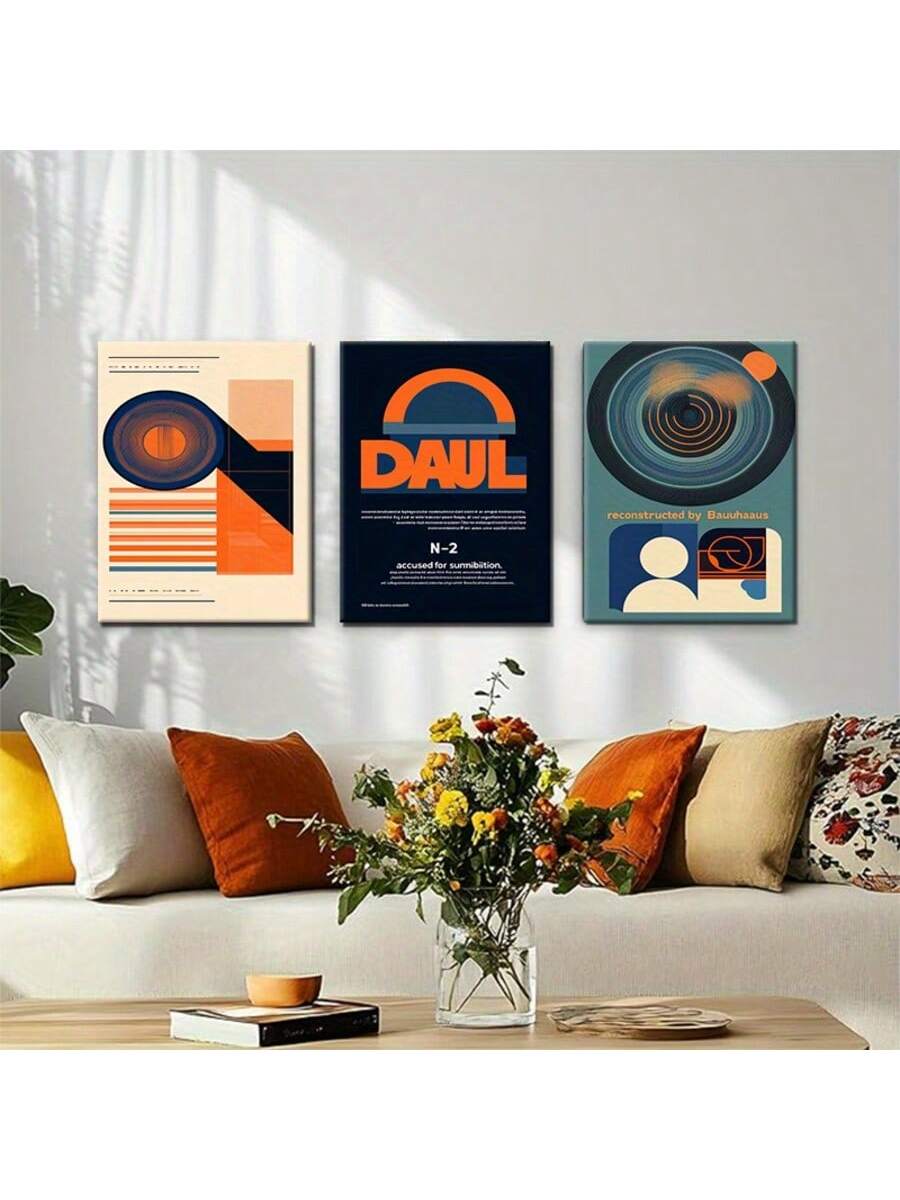 Elevate your living space with this 3-piece Bauhaus geometric canvas art set, designed for modern minimalist interiors. Each piece features clean lines and balanced shapes that embody Bauhaus principles, adding a sophisticated and timeless aesthetic to your home. Crafted on high-quality canvas, this set offers durability and vibrant color retention, making it a perfect focal point for any room seeking refined simplicity and artistic elegance.