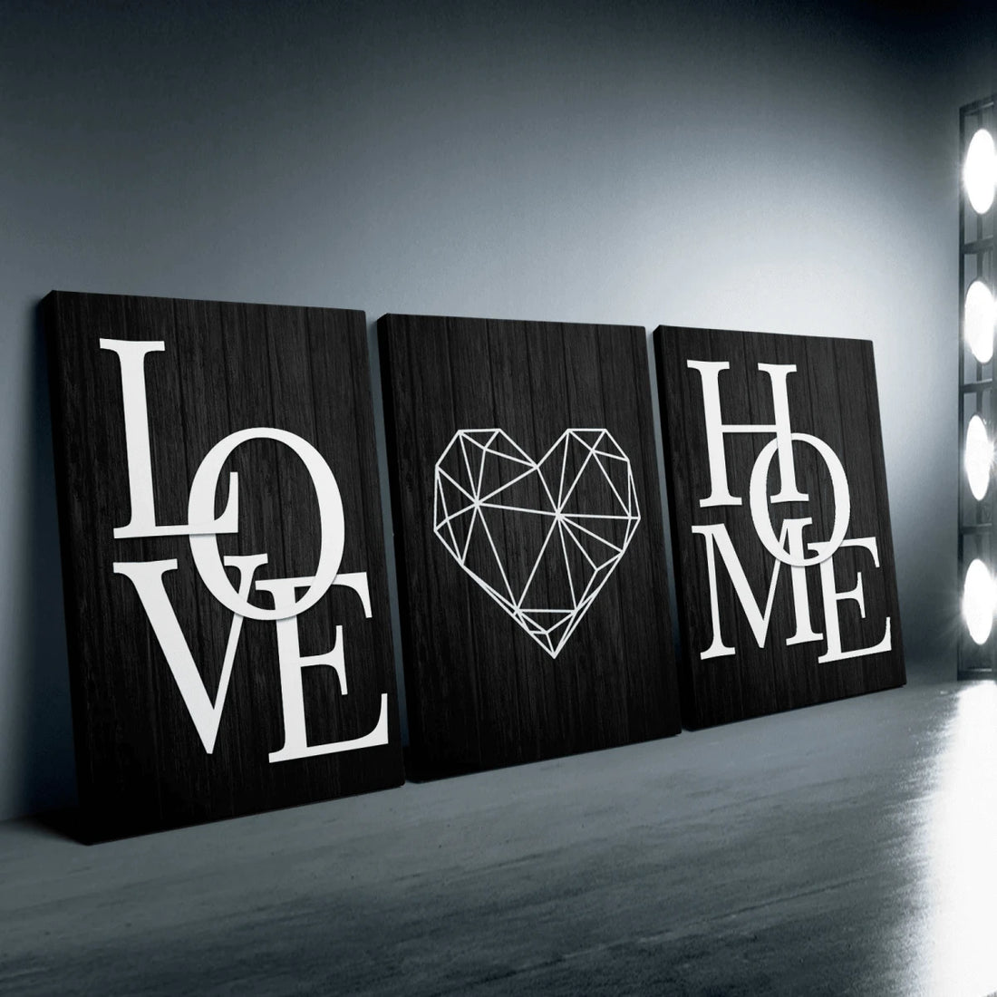 Transform your space with this stunning 3-piece canvas wall art set featuring geometric hearts and "LOVE HOME" lettering. Perfect for modern farmhouse aesthetics, each piece combines clean lines with meaningful design. The waterproof canvas construction ensures durability, while the removable hanging system makes installation effortless. Whether displayed in your dining room, bedroom, or living area, this versatile set adds warmth and character to any décor style. Simple yet impactful, these framed pieces w