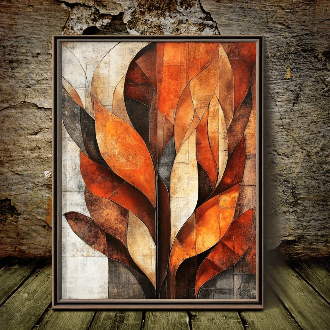 Transform your dining room with this striking abstract canvas print featuring warm burnt orange and sophisticated gray-brown tones. The modern graphic design adds contemporary flair to any space while the waterproof canvas ensures lasting durability. Choose between framed or unframed options to match your décor style. Removable design makes it easy to update your walls whenever inspiration strikes. Perfect for creating a focal point that blends artistic expression with functional home décor.