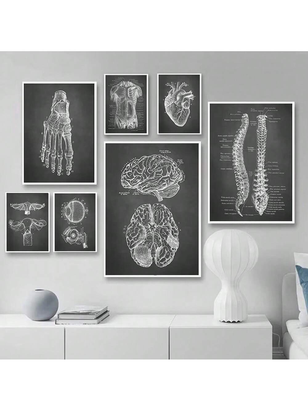 Elevate your space with this stylish black human anatomy wall art, featuring detailed anatomical illustrations of the skeleton and organs. Perfect for home decor, educational environments, or as a unique gift, this print combines scientific accuracy with modern design. Its monochromatic palette ensures it complements various interiors while serving as a conversation starter and learning tool. Ideal for those who appreciate both art and anatomy, this piece brings sophistication and knowledge into any room.