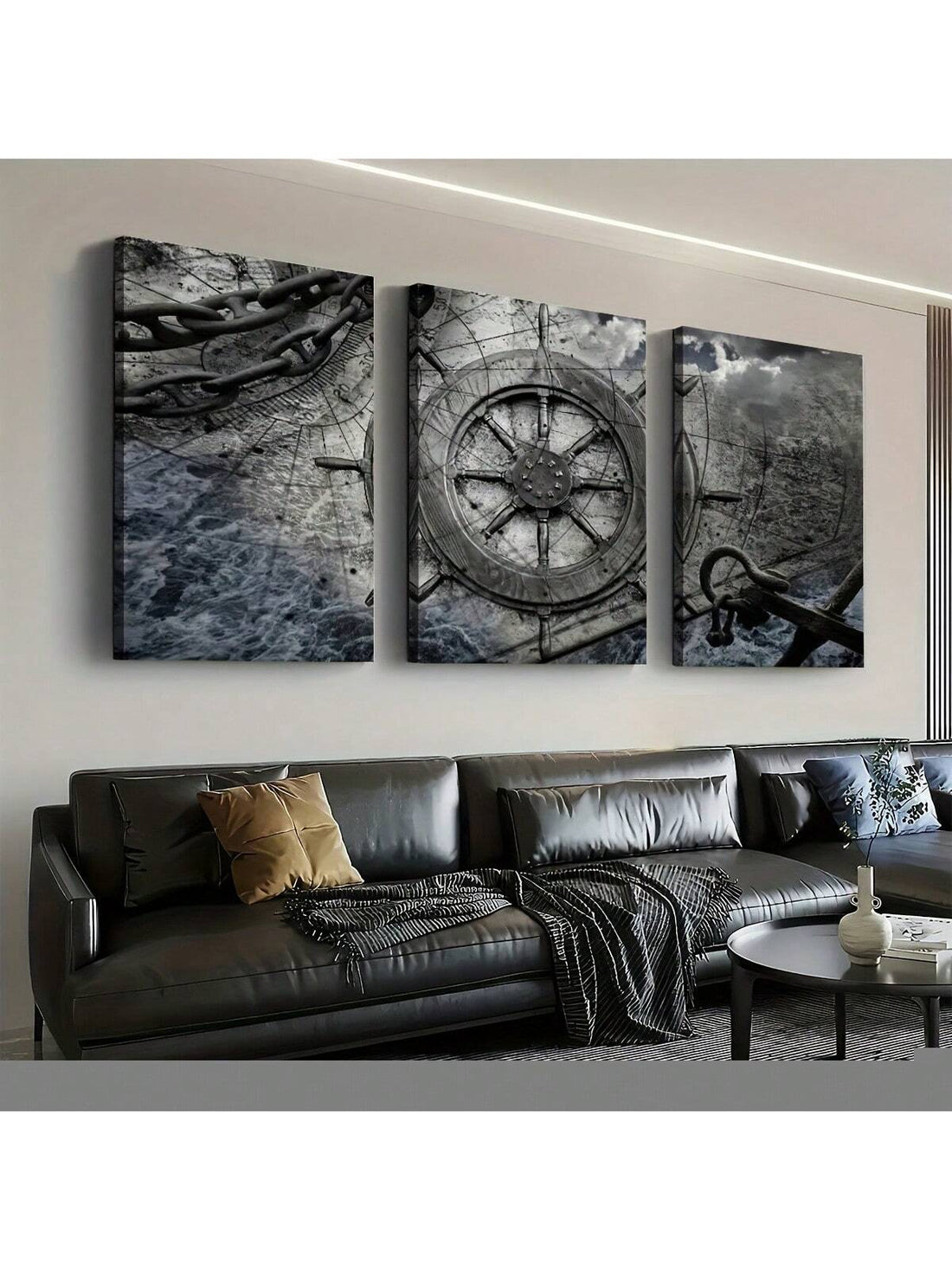 Elevate your space with this stylish black and white sailing rudder canvas art. Designed without a frame, this minimalist wall print brings a modern nautical touch to any home or office. Its monochrome palette complements diverse decor styles while the sailing rudder motif adds a subtle maritime elegance. Perfect for creating a sophisticated atmosphere, this canvas art is both a conversation starter and a refined decorative element.