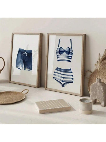 Transform your space with this striking blue and white canvas print featuring elegant swimsuit designs. Perfect for modern homes, this graphic artwork brings contemporary style to dining rooms and home offices alike. Available as framed or unframed, this waterproof canvas painting combines artistic flair with practical durability.