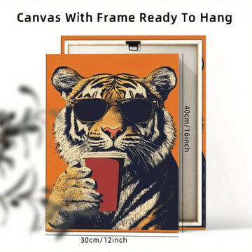 Transform your space with this eye-catching tiger canvas wall art featuring a cool, retro orange design. The stylish tiger sports trendy glasses, bringing personality and charm to any room. Crafted on durable canvas, this piece works beautifully in dining rooms, bedrooms, or living spaces. Available as an unframed painting or framed picture to suit your preference. The waterproof material ensures lasting vibrancy, while the removable design lets you update your decor whenever inspiration strikes. Perfect fo