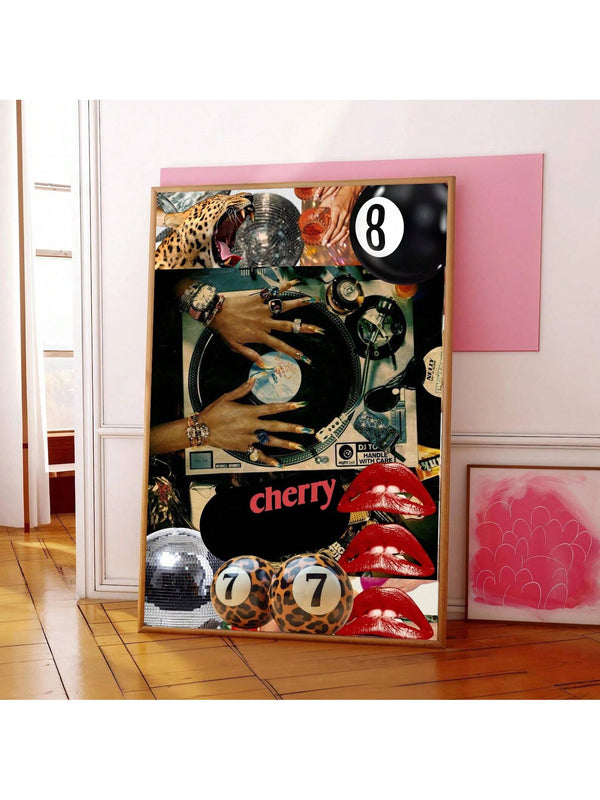 DJ girl Y2K leopard canvas wall art for bedroom and teen dorm decor