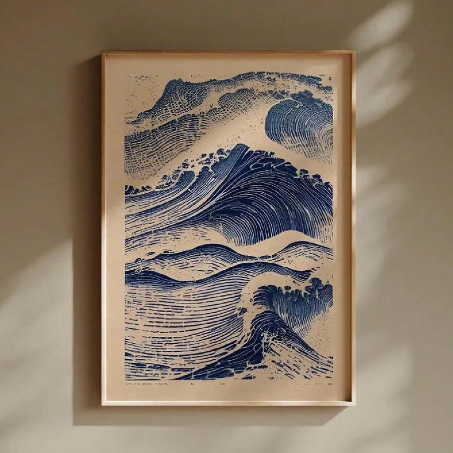 Bring timeless elegance to your space with this stunning minimalist Japanese wave pattern poster. Featuring a sophisticated multicolor graphic design, this piece captures the serene beauty of traditional Japanese art in a modern aesthetic. Available as both framed and unframed options, crafted on premium canvas for lasting quality. The oil-proof and waterproof finish ensures durability and easy maintenance, making it perfect for dining rooms, living spaces, or any area needing a refined artistic touch. Tran