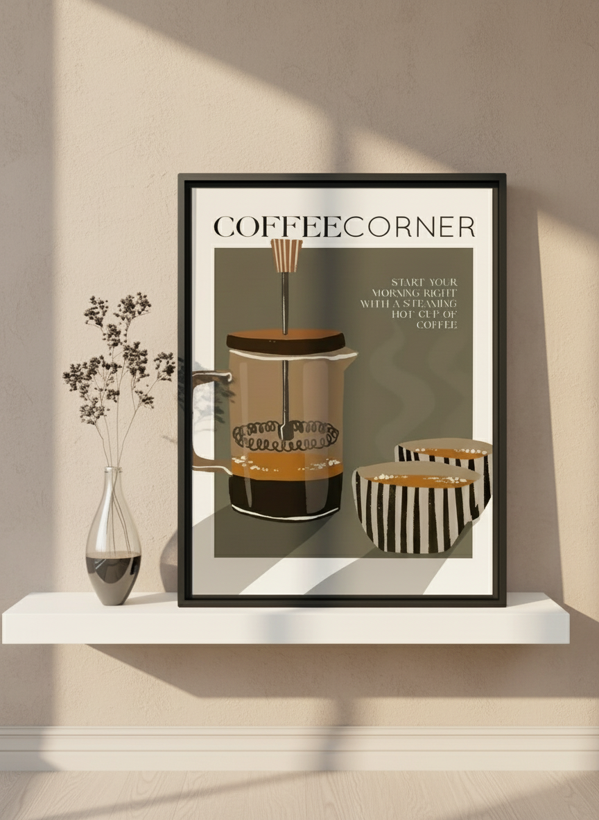 Transform your space with this contemporary canvas art print featuring a sleek coffee maker design. Expertly crafted for modern interiors, this piece combines minimalist aesthetics with functional appeal—ideal for coffee enthusiasts and design-conscious homeowners alike. The sophisticated imagery works seamlessly in kitchens, living rooms, or offices, adding visual interest without overwhelming your décor. High-quality printing ensures vibrant colors and lasting durability. Whether you're curating a gallery