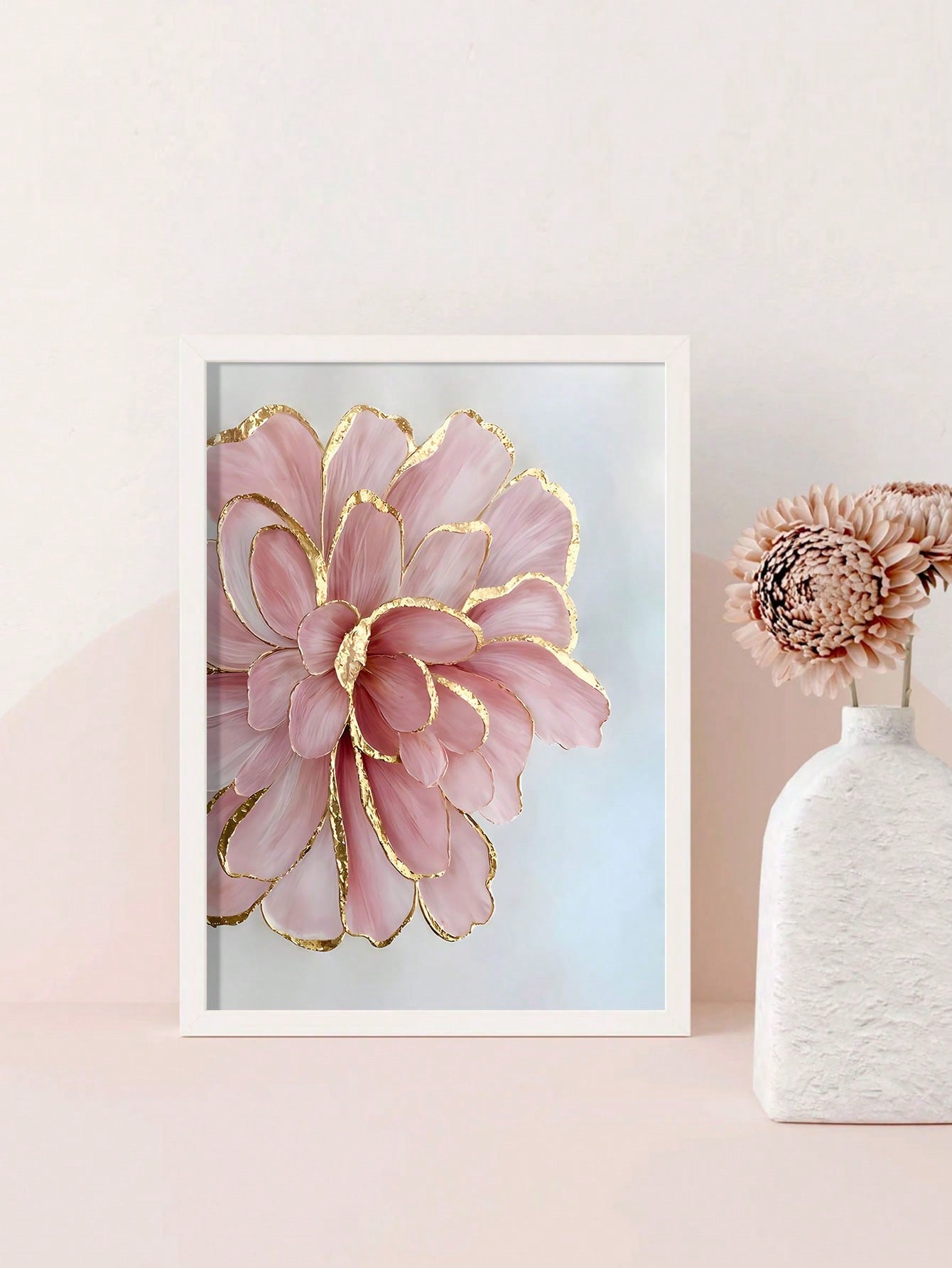 Transform your living room into a modern oasis with our stylish Pink Peony Canvas Poster. The elegant gold accents add a touch of luxury, while the vibrant pink peonies bring a pop of color. Perfect for adding a chic and sophisticated touch to any living space.