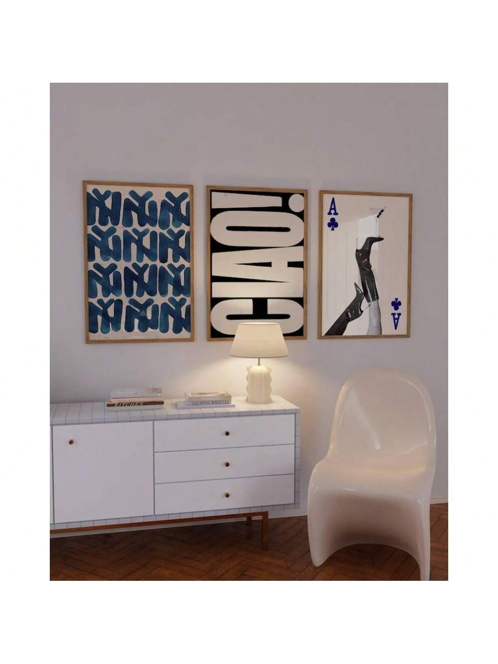 Elevate your dorm space with this curated set of three navy-themed wall art pieces, featuring iconic New York retro and Ciao designs. Expertly crafted to blend vintage charm with modern aesthetics, these posters offer a refined yet trendy ambiance. Perfect for students seeking a stylish and cohesive décor, this collection adds depth and character to any room while maintaining a cool, sophisticated vibe.