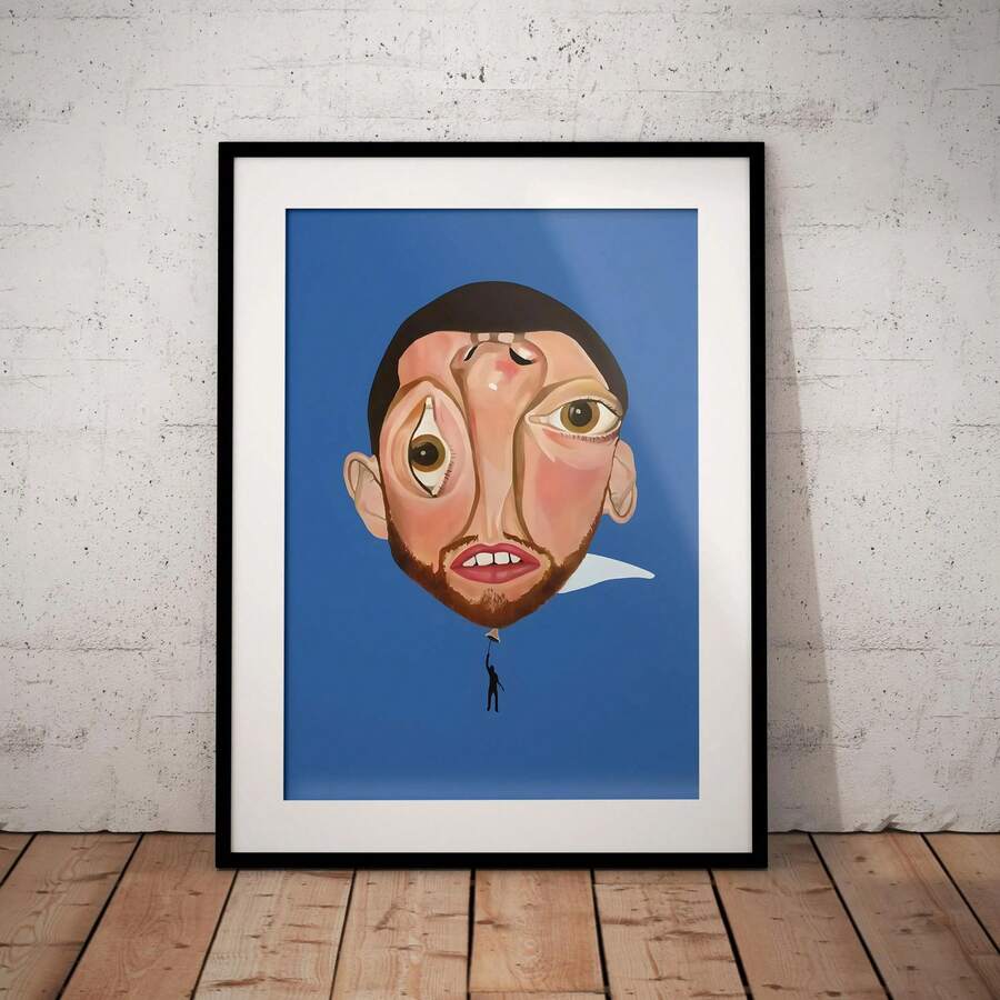 Transform your space with this striking Mac Miller Balloonerism poster—a surreal hip-hop art piece that brings artistic depth to minimalist bedrooms. Printed on premium non-woven fabric in vibrant multicolor tones, it captures the dreamy, imaginative essence of the iconic album artwork. Easy to hang, no assembly required. Perfect for music lovers and art enthusiasts seeking bold yet sophisticated wall decor that complements modern, clean aesthetics.
