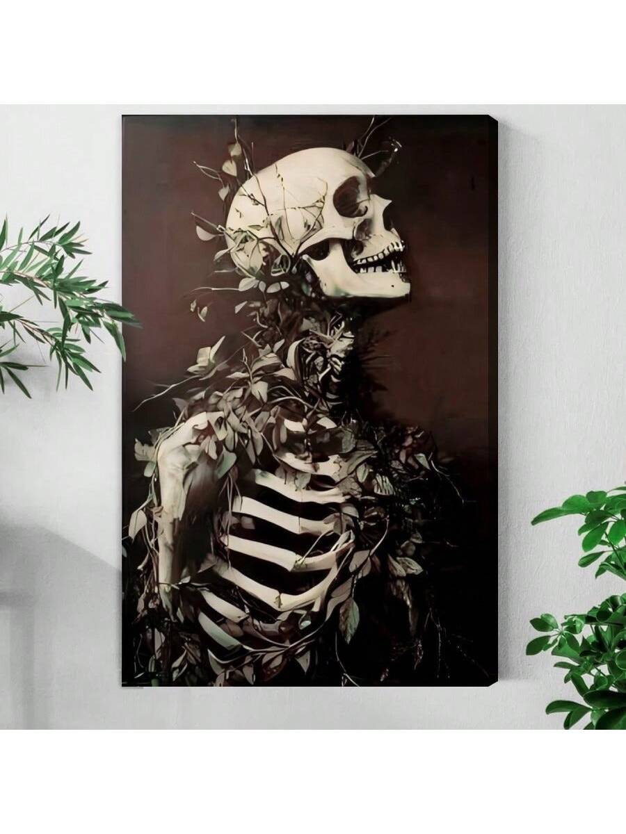 Elevate your interior with this Surreal Skull and Plants Framed Canvas Poster, a distinctive piece that blends edgy artistry with natural elements. Perfectly suited for living rooms, bedrooms, or bathrooms, this artwork introduces a thought-provoking focal point that complements modern and eclectic decor styles. The high-quality framing ensures durability and a polished finish, making it an expert choice for those seeking unique, conversation-starting wall art.