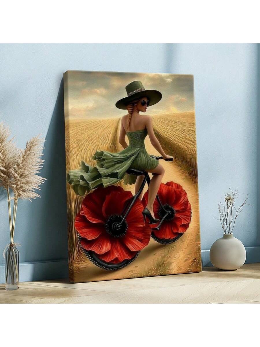 Inspire your home décor with our Surrealistic Fantasy Woman on Bike framed canvas wall art. This stunning piece showcases a unique blend of imagination and style, perfect for any room. Crafted with precision and care, our canvas art is a perfect addition to elevate your interior design.