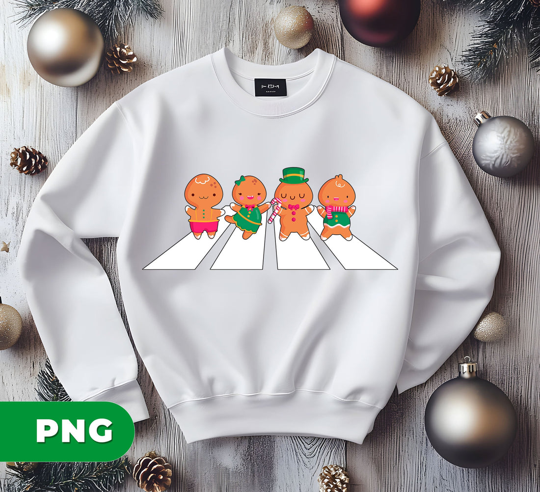 Gingerbread Walking, Love Christmas, Road Crossing, Digital Files, Png Sublimation
