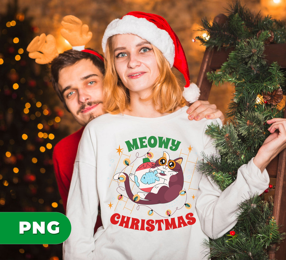 Meowy Christmas, Meowy Catmas, Love Cat, Cute Cat, Digital Files, Png Sublimation