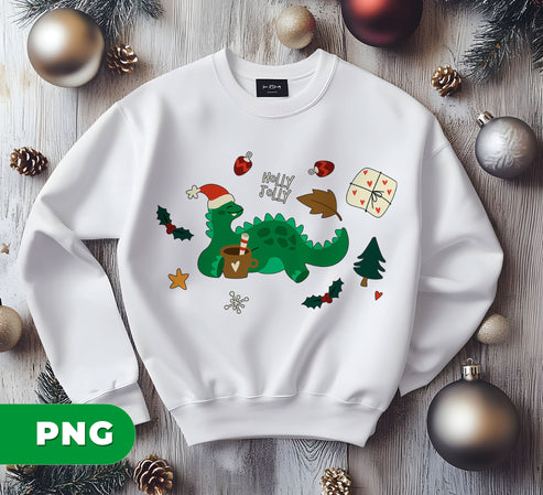 Xmas For Kids, Dinosaur Xmas, Cute Dino Christmas, Digital Files, Png Sublimation