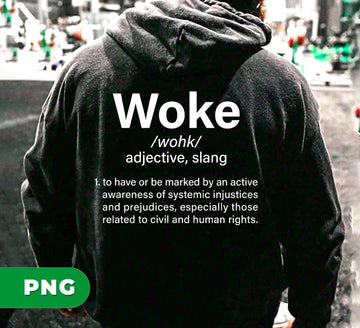 Woke Adjective, Funny Slang, To Have Or Be Marked By An Active Awareness Of Systemic Injustices And Prejudices, Digital Files, Png Sublimation
