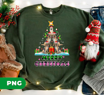 Christmas Dogs, Merry Christmas Tree Dog Clipart, Santa Hat Puppies Sublimation, Xmas Gift