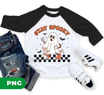 Stay Spooky Cute Halloween Ghost PNG, Retro Cartoon Ghost Clipart PNG, Funny Ghost with Boots PNG Sublimation, Fall Spooky PNG