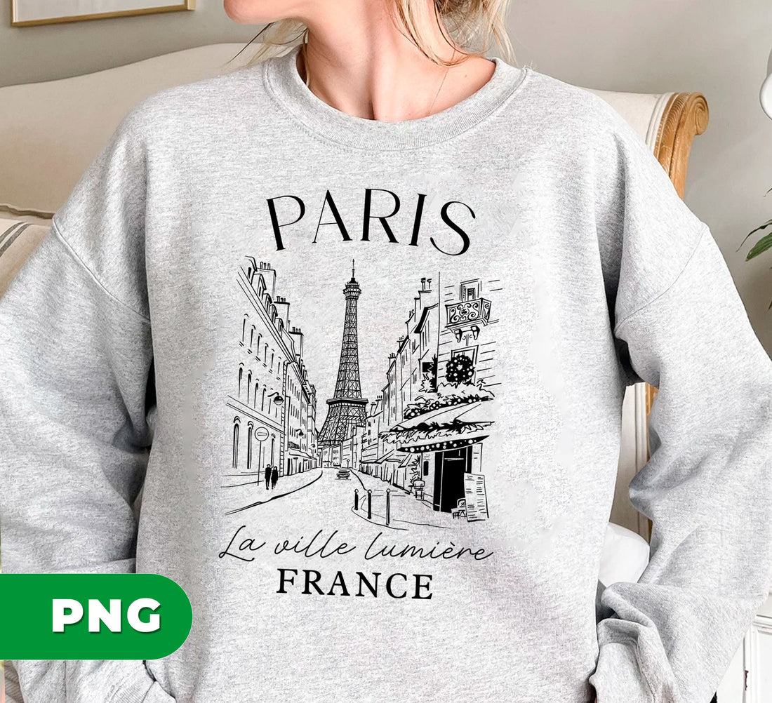 Paris France Clipart, Eiffel Tower Line Art, La Ville Lumière Design, Vintage Paris Street Drawing, Travel Wall Art Digital, Paris Lover