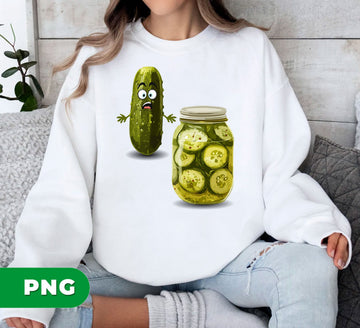 Funny Pickle PNG, Cute Scared Cucumber Clipart, Cartoon Dill Pickle Sublimation Design, Pickle Jar Digital Download, Silly Food Pun Graphic