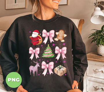 Christmas Gift, Santa Gift, Gingerbread, Reindeer, Pink Bow, Digital Files, Png Sublimation
