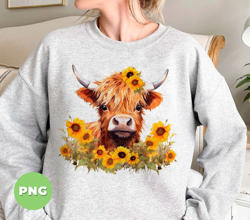 Cute Cow With Sunflower, Sunflower Garden, Cute Cow, Wild Cow, Digital Files, Png Sublimation