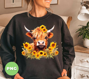 Cute Cow With Sunflower, Sunflower Garden, Cute Cow, Wild Cow, Digital Files, Png Sublimation