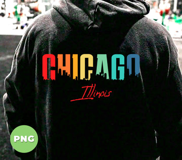 Chicago Illinois Skyline PNG, Colorful Drip Cityscape PNG, Chicago Sublimation Design, Urban City, Travel Souvenir