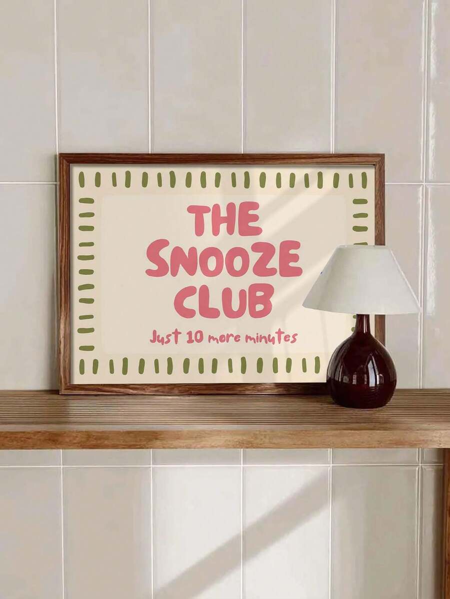 The Snooze Club Minimalist Canvas Wall Art Sleep Quote Poster Bedroom Dorm Decor