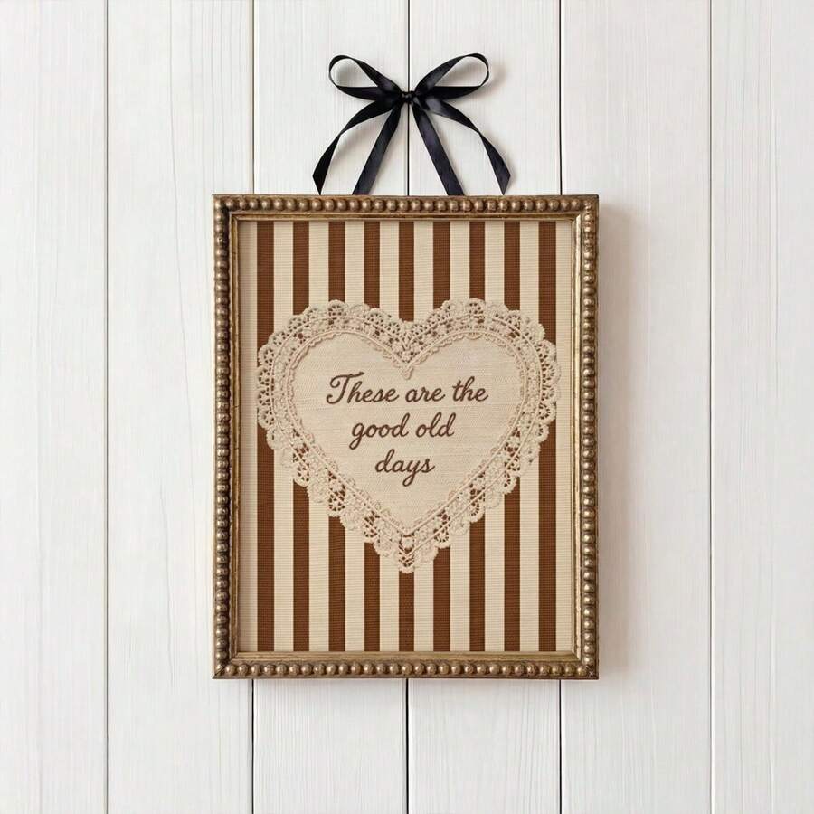 These Are The Good Old Days retro quote wall art with warm striped palette