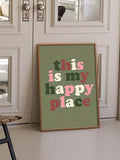 This Is My Happy Place Bohemian Canvas Wall Art Vintage Inspirational Quote Decor