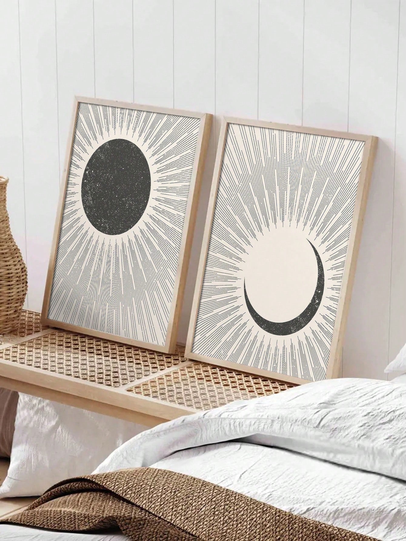 Introduce a touch of whimsy to your home decor with Celestial Dreams' 2-Piece Unframed Moon &amp; Stars Canvas Wall Art Set. This charming poster showcases a playful black cat, adding a hint of personality to any space. Made from high-quality materials, it's durable and visually appealing.