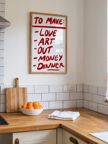 To Make List wall art with red handwritten typography