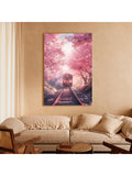Transform your bedroom or living room into a serene and tranquil space with this stunning canvas art featuring a beautiful pink cherry blossom scenery. The unique combination of a peaceful train and delicate sakura flowers will add a touch of elegance to your home décor. Perfect for any nature lover or art enthusiast.