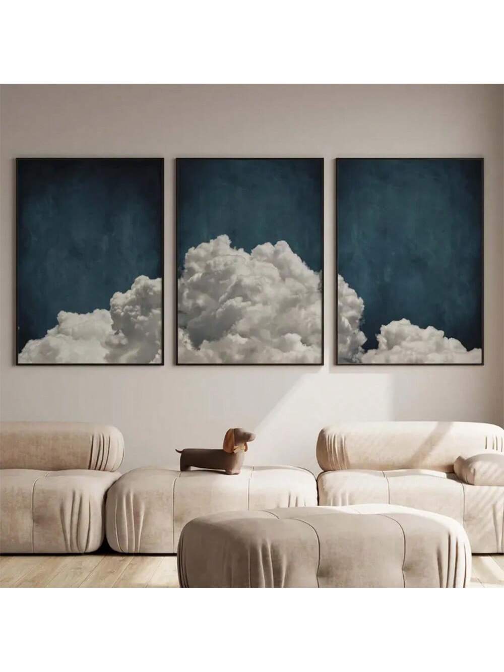 Elevate your living space with the Tranquil Sky and Cloud Poster Set, featuring serene blue accents that bring a modern yet calming atmosphere to any room. Ideal for both living rooms and bedrooms, these art pieces subtly enhance your decor while fostering a peaceful environment. Crafted for easy display, this set harmonizes contemporary design with soothing natural imagery, perfect for creating a refined and restful ambiance in your home.