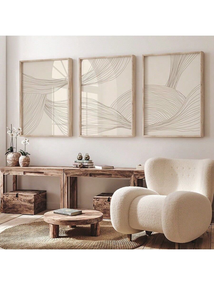 Introduce a sense of calm and serenity into your home with our Tranquil Tones Set. This set includes three neutral abstract canvas prints, perfectly suited for modern minimalist decor. Achieve a peaceful ambiance with these high-quality prints that will elevate the aesthetic of any room.