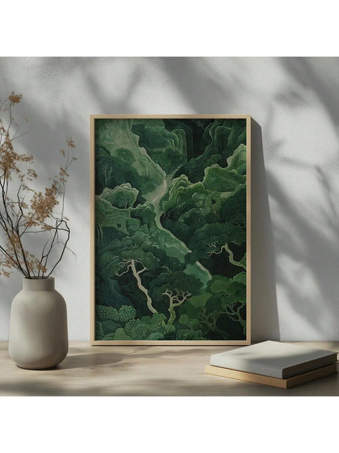 Sage green vintage Wabi Sabi minimalist nature wall art for a calm living space