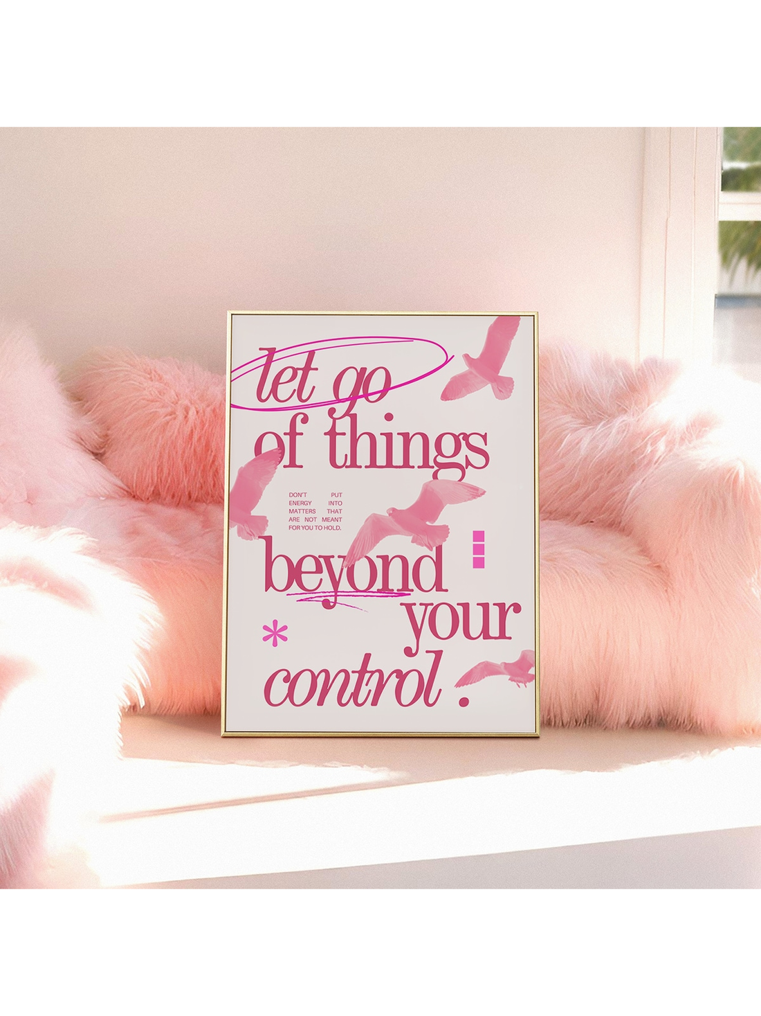 Upgrade the aesthetic of your living space with our trendy and chic Pink 'Let Go of Things' Canvas Wall Art. This unframed poster not only adds style, but also serves as a daily reminder to let go of things and focus on what truly matters. Perfect for home decor enthusiasts.