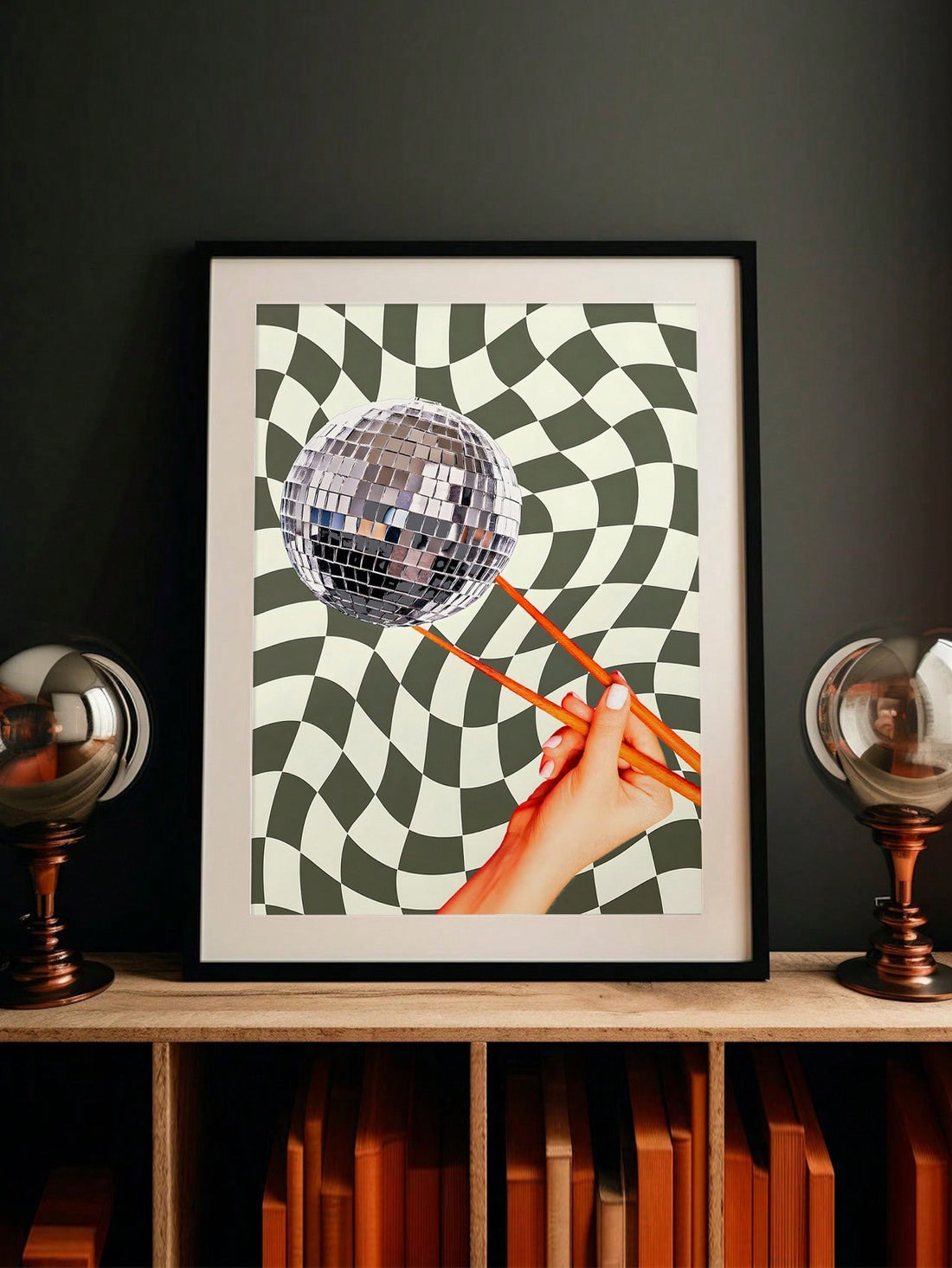 Elevate your space with the Trendy Disco Chopstick Poster, a frameless canvas print that blends modern style with vibrant disco flair. Its sleek design adds a chic, artistic touch to any room, making it perfect for those seeking contemporary wall decor that stands out. Crafted for easy display, this poster enhances your environment with a unique visual statement.