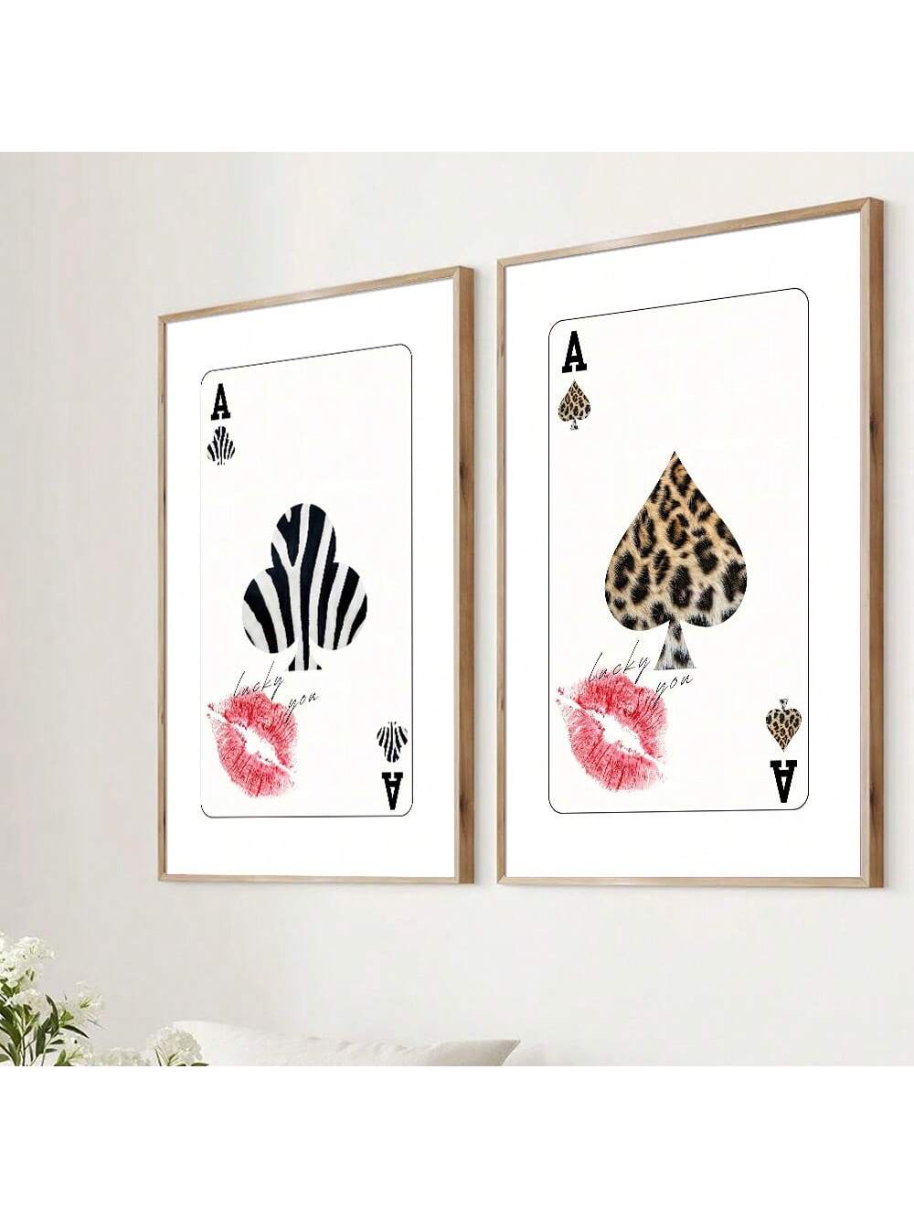 Elevate your space with the Trendy Duo - a set of unframed art posters featuring a playful mix of lucky kisses and fierce animal prints. Add a touch of style to your living space and feel lucky with these trendy posters that are perfect for any aesthetic.