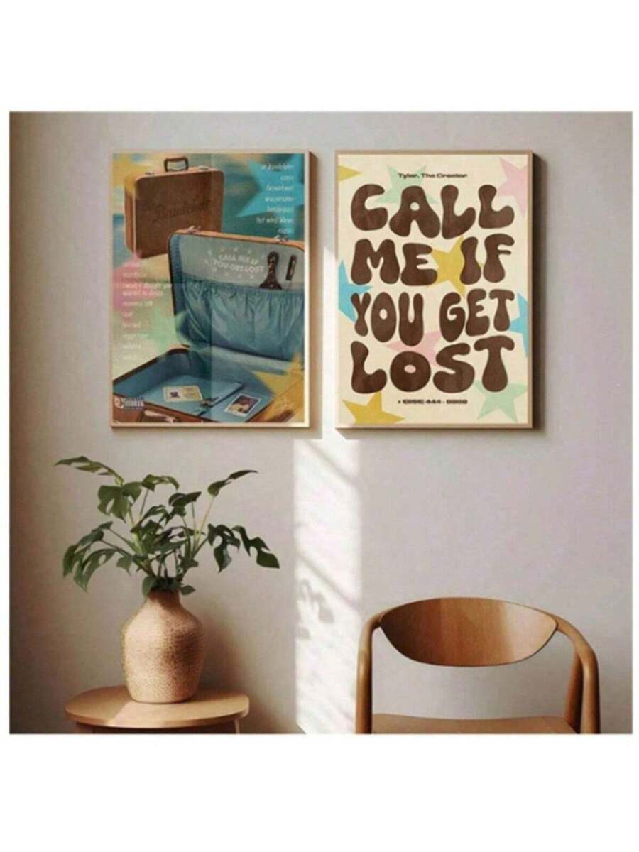 Bring contemporary style to your space with this striking pop music movie poster canvas. Featuring the iconic 'If You Get Lost, Please Call Me' design, this modern artwork combines geometric and figure patterns in vibrant multicolor tones that complement any room aesthetic. Crafted from premium canvas material, this unframed hanging painting is waterproof and built to last. Perfect for dining rooms, bedrooms, or living spaces, it adds personality and visual interest to your walls.