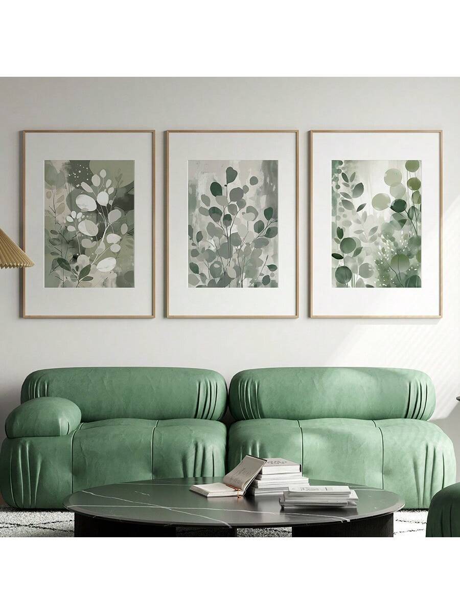 Enhance the modern look of your home decor with our 3-piece canvas print set featuring trendy sage green botanical wall art. The high-quality prints on canvas bring nature into your living space, adding a touch of serenity and sophistication. Elevate your interior design with this stylish and versatile piece.